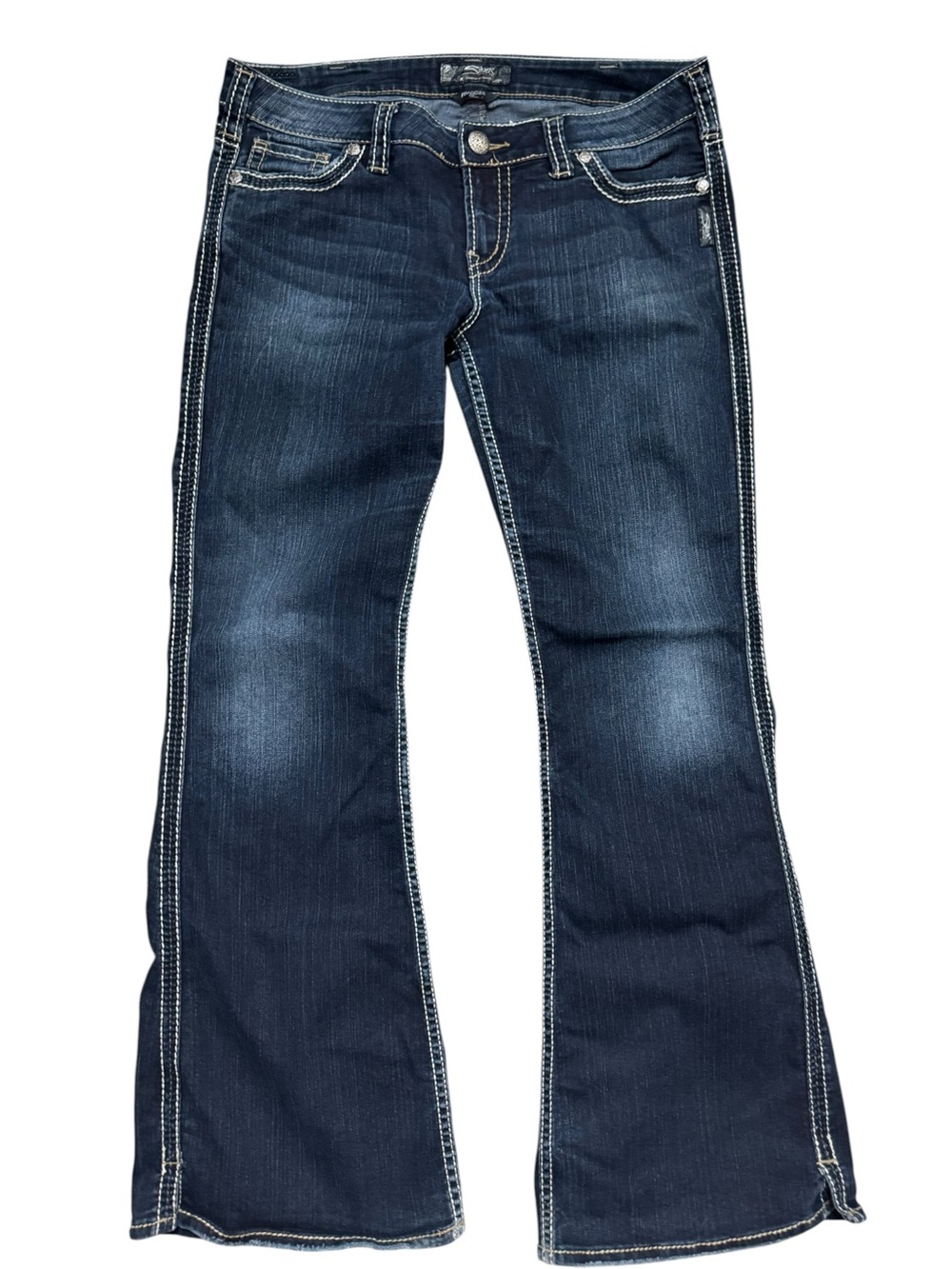 Silver Jeans Co. Frances Women’s 33 Low Rise Flare Jeans Dark Wash Y2K